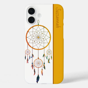 Drocatcher Colorful Feathers Boho Custom Name iPhone 16 Plus Hoesje