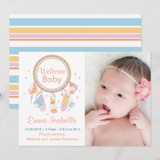 Drocatcher New Baby Newborn Aankondiging geboorte (Voorkant / Achterkant)