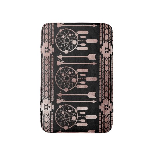 Drocatcher Roos Gold Tribal Aztec op Black Badmat (Voorkant Verticaal)
