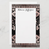 Drocatcher Roos Gold Tribal Aztec op Black Briefpapier (Voorkant / Achterkant)