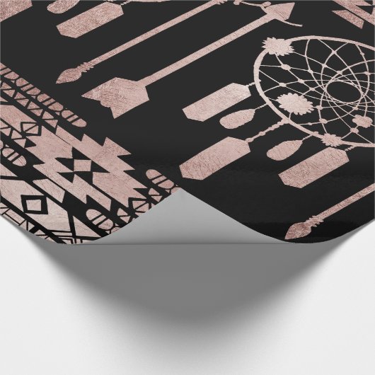 Drocatcher Roos Gold Tribal Aztec op Black Cadeaupapier (Hoek)