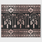 Drocatcher Roos Gold Tribal Aztec op Black Cadeaupapier (Vlak)