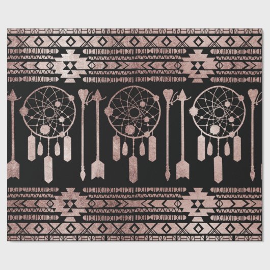 Drocatcher Roos Gold Tribal Aztec op Black Cadeaupapier (Vlak)