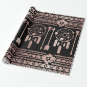 Drocatcher Roos Gold Tribal Aztec op Black Cadeaupapier (Uitgerold)