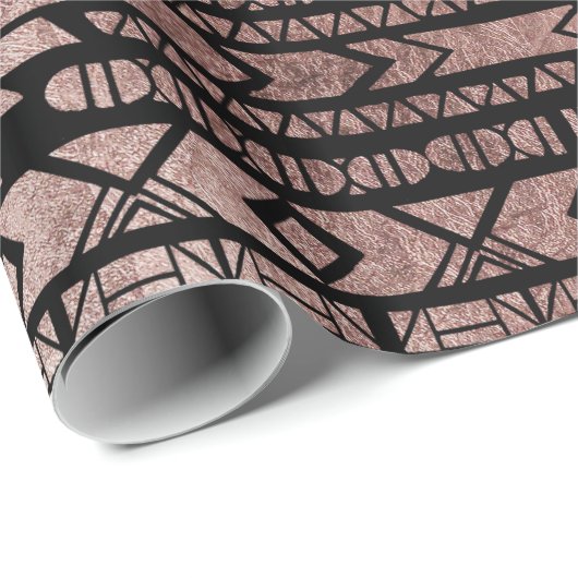 Drocatcher Roos Gold Tribal Aztec op Black Cadeaupapier (Rol Hoek)