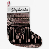 Drocatcher Roos Gold Tribal Aztec op Black Kleine Kerstsok (Voorkant)