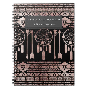 Drocatcher Roos Gold Tribal Aztec op Black Notitieboek
