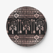 Drocatcher Roos Gold Tribal Aztec op Black Papieren Bordje (Voorkant)