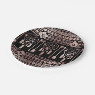 Drocatcher Roos Gold Tribal Aztec op Black Papieren Bordje