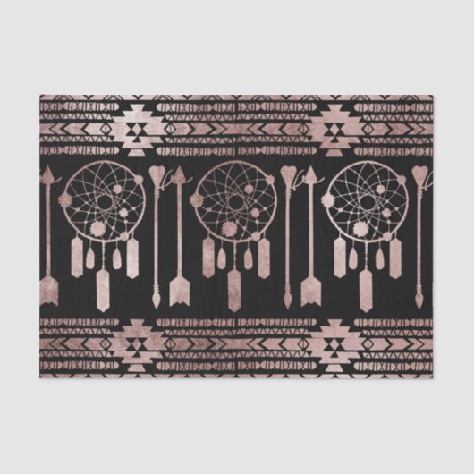 Drocatcher Roos Gold Tribal Aztec op Black Tissuepapier (Voorkant)