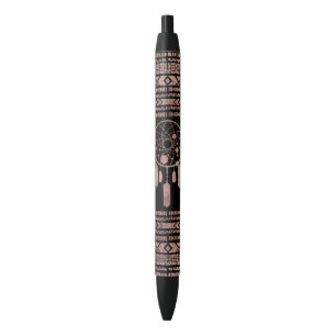 Drocatcher Roos Gold Tribal Aztec op Black Zwarte Inkt Pen