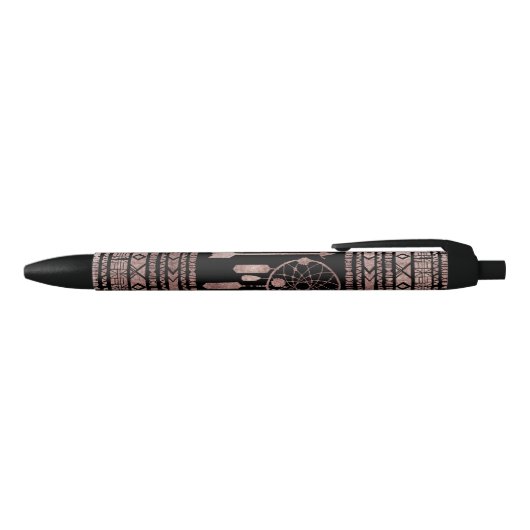 Drocatcher Roos Gold Tribal Aztec op Black Zwarte Inkt Pen (Bovenkant)