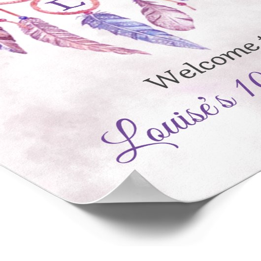 Drocatcher Sleepover Birthday Party Welcome Sign Poster (Hoek)