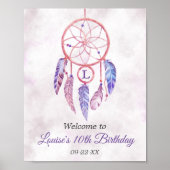 Drocatcher Sleepover Birthday Party Welcome Sign Poster (Voorkant)