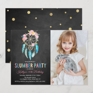Drocatcher Slumber Party Any Age Birthday Foto Kaart