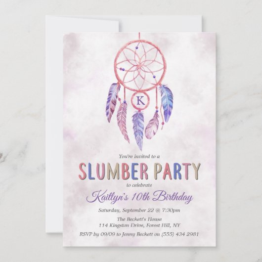 Drocatcher Slumber Party Birthday Uitnodigingen (Voorkant)
