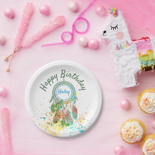 Drocatcher splatter gepersonaliseerd papieren bordje (Feest)