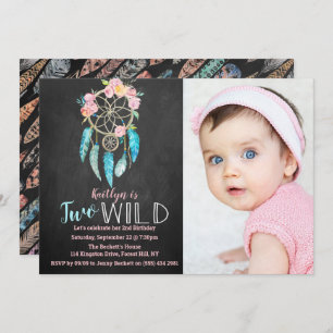 Drocatcher Two Wild Photo Birthday Invitations Kaart
