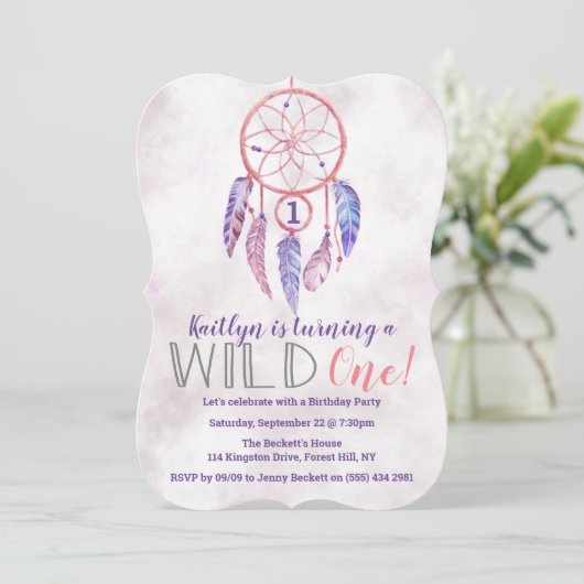 Drocatcher Wild One 1st Birthday-uitnodigingen Kaart (Staand voorkant)
