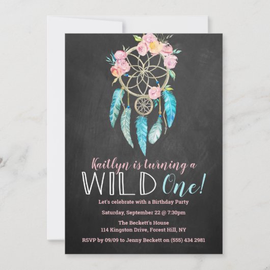 Drocatcher Wild One 1st Birthday-uitnodigingen Kaart (Voorkant)