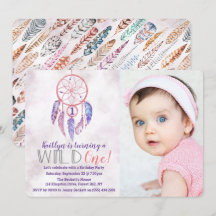 Drocatcher Wild One Photo Birthday Invitations