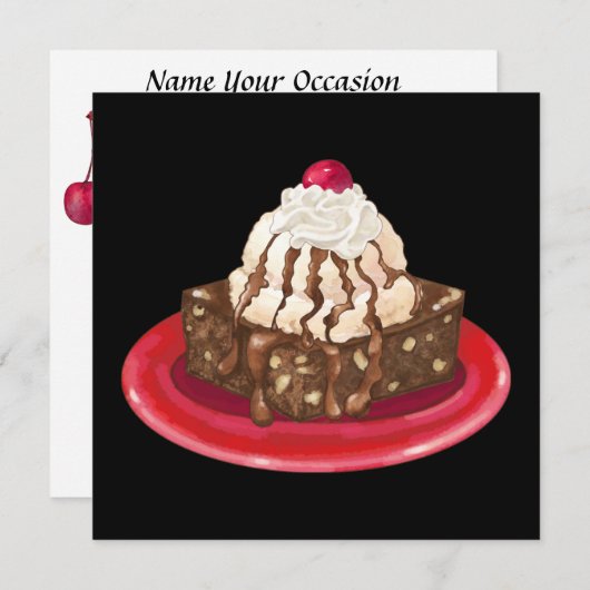 Droebel Brownie en ijs Kaart (Voorkant / Achterkant)