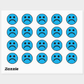 Droevig gezicht ronde sticker (Vel)