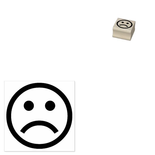 Droevig gezicht ☹ rubberen stempel (Gestempeld)