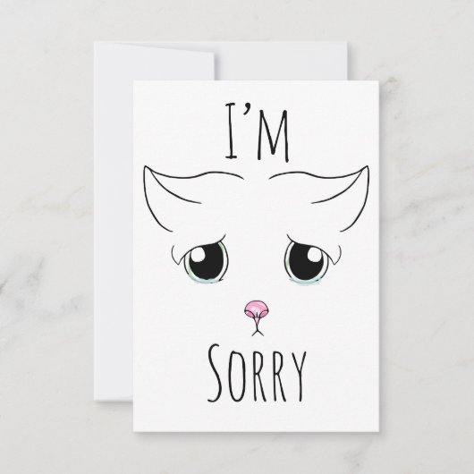 Droevig kattengezicht: Het spijt me Bedankkaart (Voorkant)