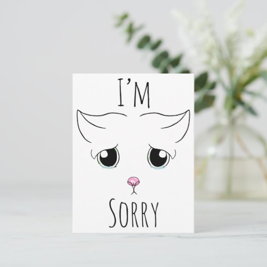 Droevig kattengezicht: Het spijt me Briefkaart (Staand voorkant)