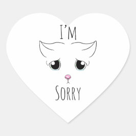 Droevig kattengezicht: Het spijt me Hart Sticker