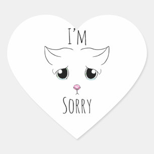 Droevig kattengezicht: Het spijt me Hart Sticker