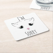 Droevig kattengezicht: Het spijt me Kartonnen Onderzetters (Schuin)