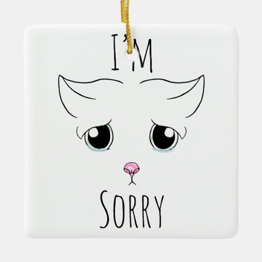 Droevig kattengezicht: Het spijt me Keramisch Ornament (Voorkant)