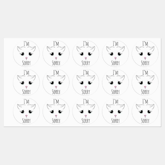Droevig kattengezicht: Het spijt me Labels (Vel)