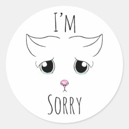 Droevig kattengezicht: Het spijt me Ronde Sticker