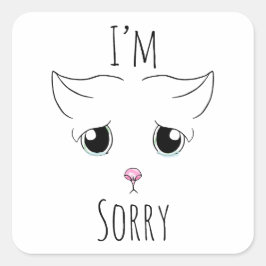 Droevig kattengezicht: Het spijt me Vierkante Sticker