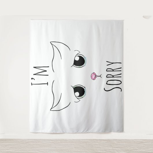 Droevig kattengezicht: Het spijt me Wandkleed (Voorkant)