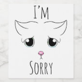 Droevig kattengezicht: Het spijt me Wijn Etiket (Enkel label)