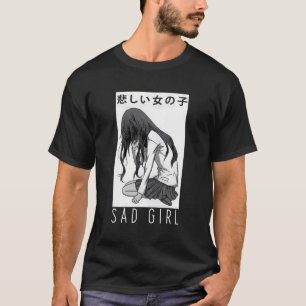 droevig meisje anime esthetische vaporwave japans  t-shirt