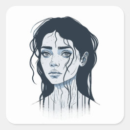 Droevig meisje sticker