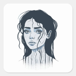 Droevig meisje sticker