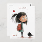 droevig schoolmeisje briefkaart (Voorkant / Achterkant)