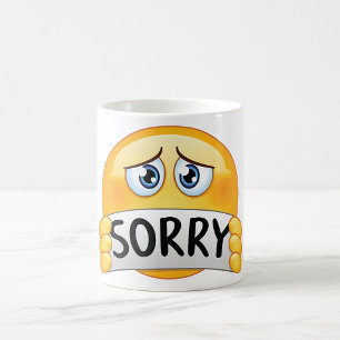 Droevig Sorry Emoji Gezicht met Verontschuldiging Koffiemok