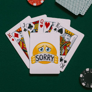 Droevig Sorry Emoji Gezicht met Verontschuldiging  Pokerkaarten