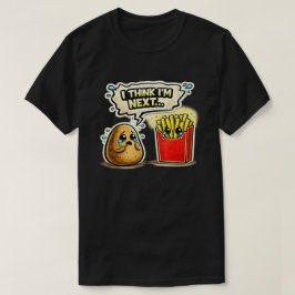 Droevige Aardappel en Friet Grappige Cartoon Kunst T-shirt