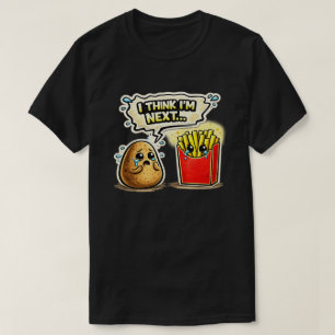 Droevige Aardappel en Friet Grappige Cartoon Kunst T-shirt