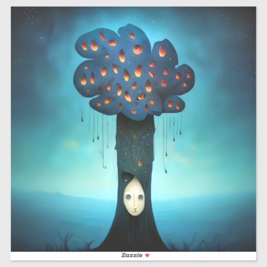 droevige boom sticker (Vel)