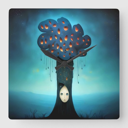 droevige boom vierkante klok (Voorkant)