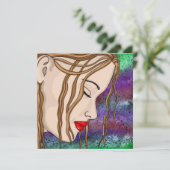 Droevige Dame in Diepe Gedachten Digitale Kunst (Staand voorkant)